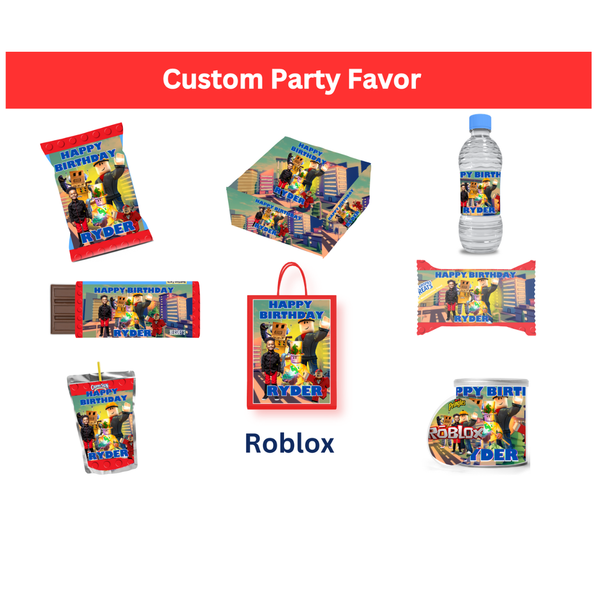 Roblox Ryder Bundle Party Favor (8 Editable Templates)