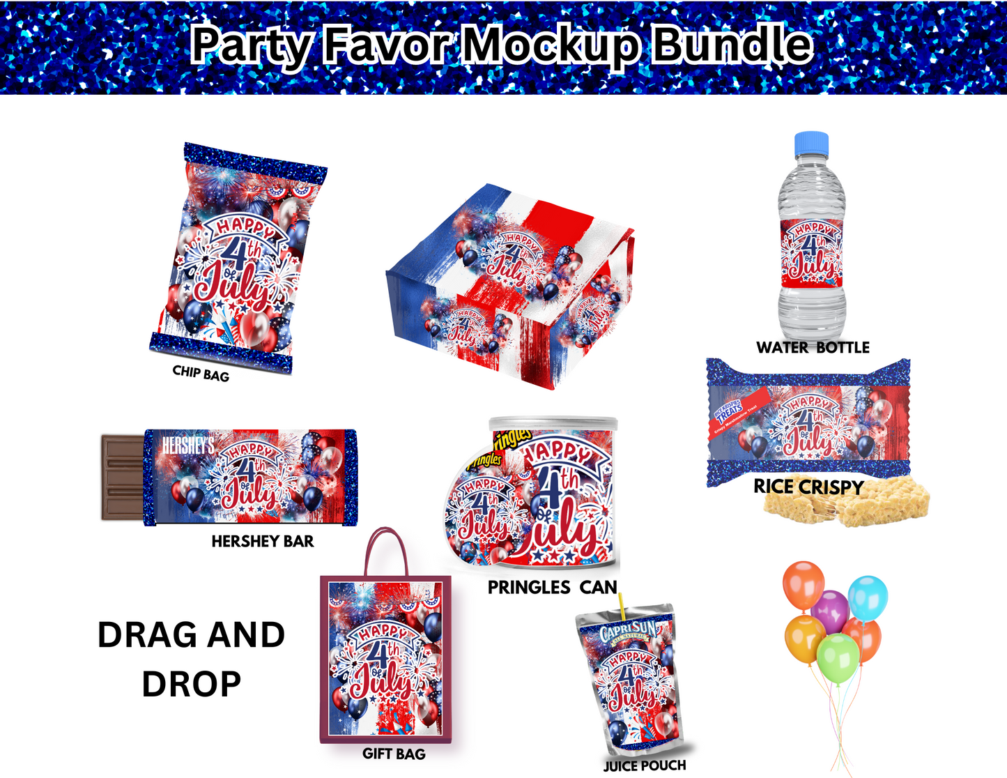 JULY 4TH Party Favor Design (8 Editable Templates)