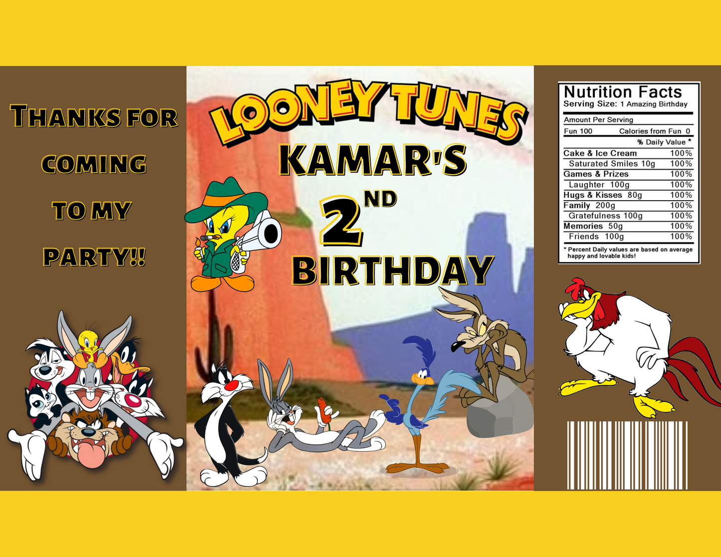 Looney Tunes Party Favor Bundles (5 Editable Templates)