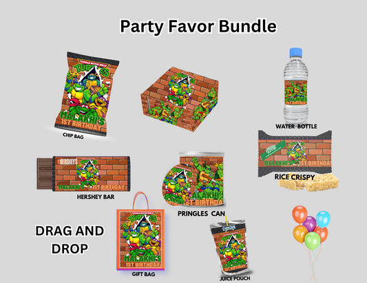 Ninja Turtles Party Favor Bundles (8 Editable Templates)