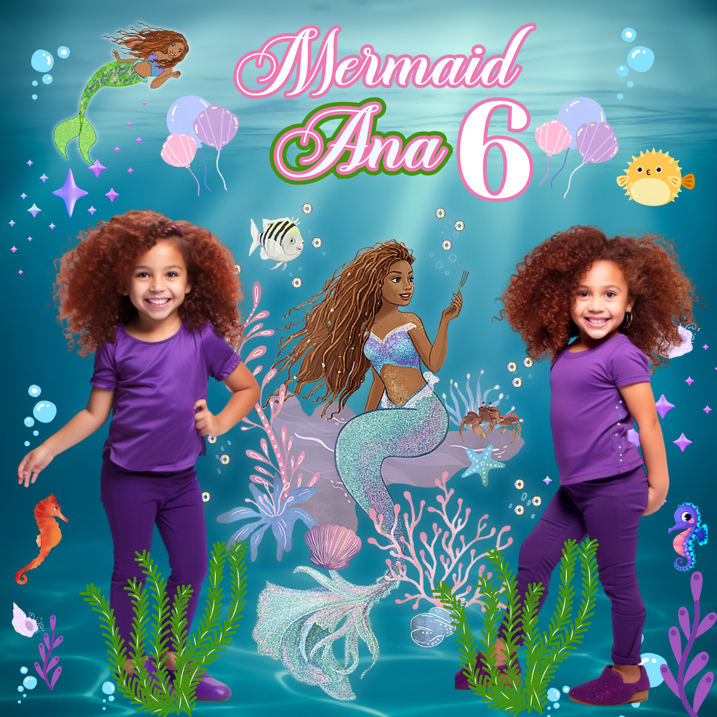 Little Mermaid Backdrop Template